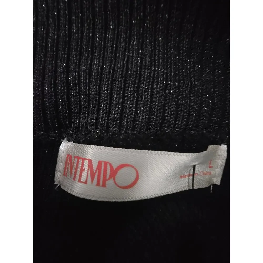 Intempo Off The Shoulder Black Sparkle Long Sleeve Top Size L